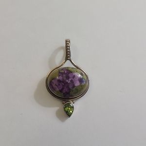 925 Sterling Silver Stichtite & Peridot Pendant